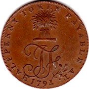 UK 1/2 Penny Sussex - Northiam J. Foller 1794  HALFPENNY TOKEN PAYABLE AT . 1794 coin reverse