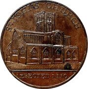 UK 1/2 Penny Warwickshire 1797  ST JOHN’S CHURCH ERECTED 1350 coin obverse