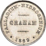 UK 1/2 Sovereign (Victoria Pattern) PALLADIUM-HYDROGENIUM GRAHAM 1869 coin reverse