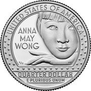 USA 1/4 Dollar ''Washington Quarter'' Anna May Wong 2022 S Proof UNITED STATES OF AMERICA E PLURIBUS UNUM QUARTER DOLLAR ANNA MAY WONG coin reverse USA 1/4 Dollar ''Washington Quarter'' Anna May Wong 2022 S Proof UNITED STATES OF AMERICA E PLURIBUS UNUM QUARTER DOLLAR ANNA MAY WONG coin reverse