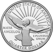 USA 1/4 Dollar (''Washington Quarter'' Maya Angelou) UNITED STATES OF AMERICA MAYA ANGELOU E PLURIBUS UNUM QUARTER DOLLAR coin reverse USA 1/4 Dollar (''Washington Quarter'' Maya Angelou) UNITED STATES OF AMERICA MAYA ANGELOU E PLURIBUS UNUM QUARTER DOLLAR coin reverse