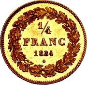 Belgium 1/4 Franc Leopold I Pattern 1834  Proof 1/4 FRANC 1834 coin reverse Belgium 1/4 Franc Leopold I Pattern 1834  Proof 1/4 FRANC 1834 coin reverse
