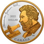 Canada 1 Dollar Alexander Graham Bell. Gilded 2022 Only in set 2022 DOLLAR AN CANADA ALEXANDER GRAHAM BELL coin reverse Canada 1 Dollar Alexander Graham Bell. Gilded 2022 Only in set 2022 DOLLAR AN CANADA ALEXANDER GRAHAM BELL coin reverse