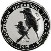 Australia 5 Dollars Australian Kookaburra black core No data THE AUSTRALIAN KOOKABURRA 1 OZ 999 SILVER 1999 coin reverse Australia 5 Dollars Australian Kookaburra black core No data THE AUSTRALIAN KOOKABURRA 1 OZ 999 SILVER 1999 coin reverse