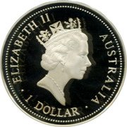 Australia 1 Dollar Elizabeth II - Kookaburra 1995  ELIZABETH II AUSTRALIA 1 DOLLAR coin obverse Australia 1 Dollar Elizabeth II - Kookaburra 1995  ELIZABETH II AUSTRALIA 1 DOLLAR coin obverse