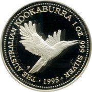 Australia 1 Dollar Elizabeth II - Kookaburra 1995  THE AUSTRALIAN KOOKABURRA 1 OZ. 999 SILVER 1995 P coin reverse Australia 1 Dollar Elizabeth II - Kookaburra 1995  THE AUSTRALIAN KOOKABURRA 1 OZ. 999 SILVER 1995 P coin reverse