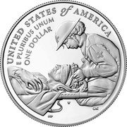 USA One Dollar National Purple Heart Hall of Honor -Colorized 2022 W UNITED STATES OF AMERICA E PLURIBUS UNUM ONE DOLLAR coin obverse USA One Dollar National Purple Heart Hall of Honor -Colorized 2022 W UNITED STATES OF AMERICA E PLURIBUS UNUM ONE DOLLAR coin obverse