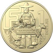 Australia 1 Dollar (The Great Aussie Coin Hunt 3 - Letter F) F 1 DOLLAR FARMERS coin reverse