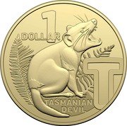 Australia 1 Dollar (The Great Aussie Coin Hunt 3 - Letter T) 1 DOLLAR TASMANIAN DEVIL T coin reverse