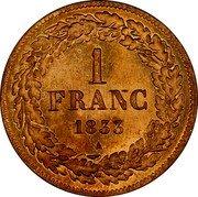 Belgium 1 Franc Leopold I Pattern 1833  1 FRANC 1835 coin reverse Belgium 1 Franc Leopold I Pattern 1833  1 FRANC 1835 coin reverse