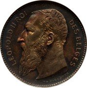 Belgium 1 Franc (Leopold II - Pattern) LEOPOLD II ROI DES BELGES TH VINÇOTTE coin obverse Belgium 1 Franc (Leopold II - Pattern) LEOPOLD II ROI DES BELGES TH VINÇOTTE coin obverse