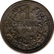 Belgium 1 Franc (Leopold II Pattern) 1 FRANC 1902 coin reverse Belgium 1 Franc (Leopold II Pattern) 1 FRANC 1902 coin reverse