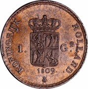 Netherlands 1 Gulden (Louis Napoleon Pattern) KONINGRIJK HOLLAND 1. G. N 1809 coin reverse Netherlands 1 Gulden (Louis Napoleon Pattern) KONINGRIJK HOLLAND 1. G. N 1809 coin reverse