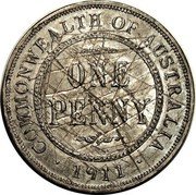 Australia 1 Penny (George V Pattern) COMMONWEALTH OF AUSTRALIA ONE PENNY 1920 coin reverse