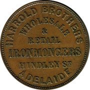Australia 1 Penny (Harrold Brothers) HARROLD BROTHERS WHOLESALE & RETAIL IRONMONGERS HINDLEY ST ADELAIDE coin obverse