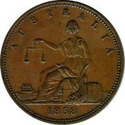 Australia 1 Penny (Harrold Brothers) AUSTRALIA 1858 coin reverse
