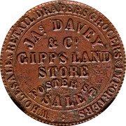Australia 1 Penny (Jas Davey & Co) WHOLESALE & RETAIL DRAPERS GROCERS IMPORTERS JA S DAVEY & CO GIPPS LAND STORE FOSTER ST SALE coin obverse