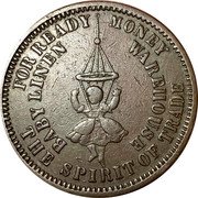 Australia 1 Penny (Melbourne Victoria) FOR READY MONEY BABY LINEN WAREHOUSE THE SPIRIT OF TRADE coin obverse