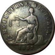 Australia 1 Penny (Melbourne Victoria) MALBOURNE VICTORIA 1857 coin reverse