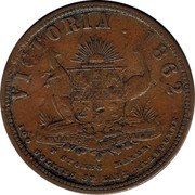 Australia 1 Penny (Thomas Stokes) VICTORIA 1862 T STOKES MAKER 100 COLLINS ST EAST MELBOURNE coin reverse Australia 1 Penny (Thomas Stokes) VICTORIA 1862 T STOKES MAKER 100 COLLINS ST EAST MELBOURNE coin reverse