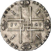 Russia 1 Rouble Pyotr I Mule 1723  1721 МОНЕТА НОВАѦ ЦЕНА РꙊБЛЬ 17 23 coin reverse Russia 1 Rouble Pyotr I Mule 1723  1721 МОНЕТА НОВАѦ ЦЕНА РꙊБЛЬ 17 23 coin reverse