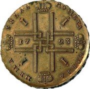 Russia 1 Rouble Pyotr I Pattern 1723  МОНЕТА НОВАѦ ЦЕНА РƔБЛЬ 17 23 coin reverse Russia 1 Rouble Pyotr I Pattern 1723  МОНЕТА НОВАѦ ЦЕНА РƔБЛЬ 17 23 coin reverse