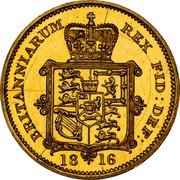 UK 1 Sovereign George III Pattern 1816  KM# Pn73 BRITANNIARUM REX FID DEF 1816 coin reverse
