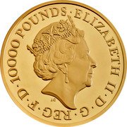 UK 10 000 Pounds (Elizabeth II The Queen's Beasts Completer) ELIZABETH II D G REG F D 10000 POUNDS J.C coin obverse