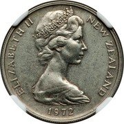 New Zealand 10 Cents (Elizabeth II -Obverse Mule) ELIZABETH II NEW ZEALAND 1972 coin obverse New Zealand 10 Cents (Elizabeth II -Obverse Mule) ELIZABETH II NEW ZEALAND 1972 coin obverse