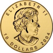 Canada 10 Dollars Maple Leaf Under Leaf 2004 Proof 10 DOLLARS 2004 ELIZABETH II coin obverse