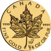 Canada 10 Dollars Maple Leaf Under Leaf 2004 Proof 9999 9999 CANADA FINE GOLD 1/4 OZ OR PUR M7 coin reverse