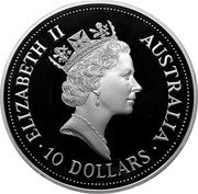 Australia 10 Dollars Kookaburras 1993 Proof ELIZABETH II AUSTRALIA 10 DOLLARS coin obverse