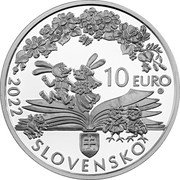 Slovakia 10 Euro 150th anniversary of the birth of Ludmila Podjavorinska 2022 MK 10 EURO 2022 SLOVENSKO coin obverse Slovakia 10 Euro 150th anniversary of the birth of Ludmila Podjavorinska 2022 MK 10 EURO 2022 SLOVENSKO coin obverse