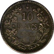 Belgium 10 Francs (Albert I Essai) 10 FRANCS ESSAI coin reverse Belgium 10 Francs (Albert I Essai) 10 FRANCS ESSAI coin reverse