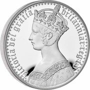 UK 10 Pounds Elizabeth II Gothic Crown Portrait - Piedfort 2021  Proof VICTORIA DEI GRATIA BRITANNIAR REG F D W W coin reverse UK 10 Pounds Elizabeth II Gothic Crown Portrait - Piedfort 2021  Proof VICTORIA DEI GRATIA BRITANNIAR REG F D W W coin reverse