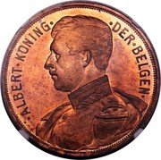 Belgium 100 Francs (Albert I - Pattern) ALBERT KONING DER BELGEN G. D. V. coin obverse Belgium 100 Francs (Albert I - Pattern) ALBERT KONING DER BELGEN G. D. V. coin obverse