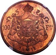 Belgium 100 Francs (Albert I - Pattern) 100 FRS 1911 G. DEVREESE coin reverse Belgium 100 Francs (Albert I - Pattern) 100 FRS 1911 G. DEVREESE coin reverse