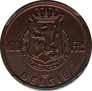 Belgium 100 Francs Leopold III Kings Dutch text Essai 1948  KM# Pn431 100 FRK BELGIË coin reverse Belgium 100 Francs Leopold III Kings Dutch text Essai 1948  KM# Pn431 100 FRK BELGIË coin reverse