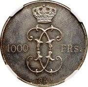Belgium 1000 Francs Leopold III Pattern 1949  1000 FRS ESSAI 1949 coin reverse Belgium 1000 Francs Leopold III Pattern 1949  1000 FRS ESSAI 1949 coin reverse