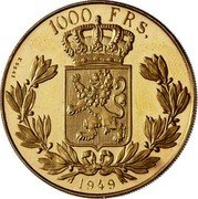 Belgium 1000 Francs (Pattern) 1000 FRS ESSAI 1949 coin reverse Belgium 1000 Francs (Pattern) 1000 FRS ESSAI 1949 coin reverse