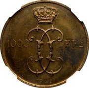 Belgium 1000 Francs Leopold I 1949  1000 FRS 1949 coin reverse Belgium 1000 Francs Leopold I 1949  1000 FRS 1949 coin reverse