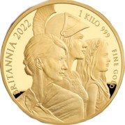 UK 1000 Pounds (Elizabeth II 5th portrait) BRITANNIA 2022 1 KILO 999 FINE GOLD SD coin reverse UK 1000 Pounds (Elizabeth II 5th portrait) BRITANNIA 2022 1 KILO 999 FINE GOLD SD coin reverse