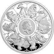UK 1000 Pounds (Elizabeth II The Queen's Beasts Completer) THE QUEEN'S BEASTS JC 2021 coin reverse