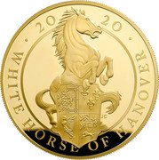 UK 1000 Pounds Elizabeth II White Horse of Hanover 2021  Proof 2020 JC WHITE HORSE OF HANOVER coin reverse