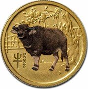 Australia 15 Dollars Lunar Ox BU Series III Colorized No data OX 2021 coin reverse Australia 15 Dollars Lunar Ox BU Series III Colorized No data OX 2021 coin reverse