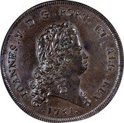 Portugal 16 Escudos Joao V Pattern 1731  KM# PnA17 JOANNES V D G PORT ET ALG REX 1742 coin obverse Portugal 16 Escudos Joao V Pattern 1731  KM# PnA17 JOANNES V D G PORT ET ALG REX 1742 coin obverse