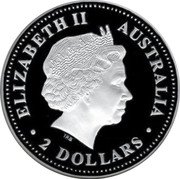Australia 2 Dollars (Kookaburra on Branch) KM# 879 ELIZABETH II AUSTRALIA 2 DOLLARS coin obverse Australia 2 Dollars (Kookaburra on Branch) KM# 879 ELIZABETH II AUSTRALIA 2 DOLLARS coin obverse