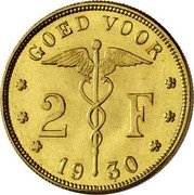 Belgium 2 Francs (Albert I - Pattern) GOED VOOR 2 F 1930 coin reverse Belgium 2 Francs (Albert I - Pattern) GOED VOOR 2 F 1930 coin reverse