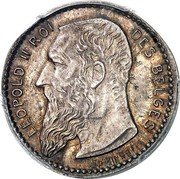 Belgium 2 Francs (Leopold II French text - Pattern) LEOPOLD II ROI DES BELGES TH. VINÇOTTE coin obverse Belgium 2 Francs (Leopold II French text - Pattern) LEOPOLD II ROI DES BELGES TH. VINÇOTTE coin obverse