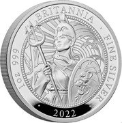 UK 2 Pounds (The Britannia 2022) 1 OZ 999 BRITANNIA FINE SILVER 2022 coin reverse UK 2 Pounds (The Britannia 2022) 1 OZ 999 BRITANNIA FINE SILVER 2022 coin reverse